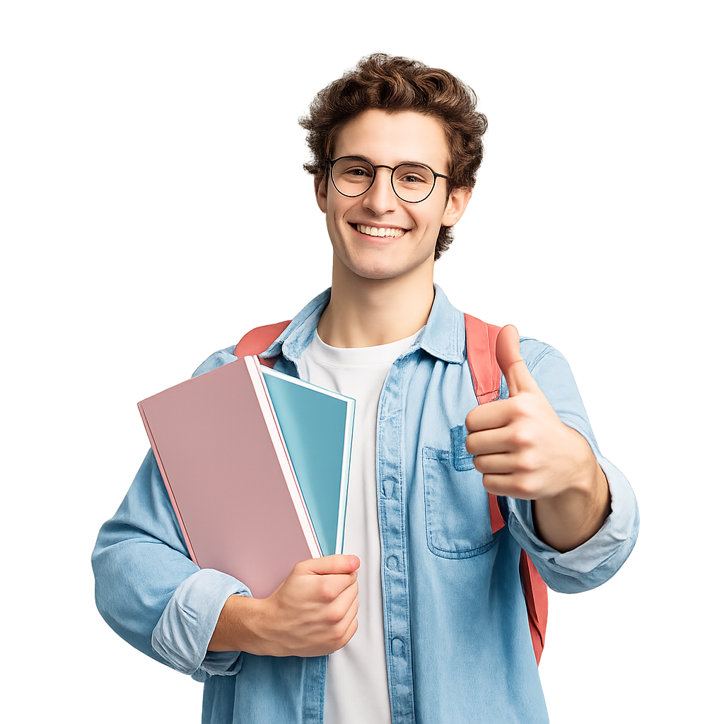Student holding books and learning with Skills Haven